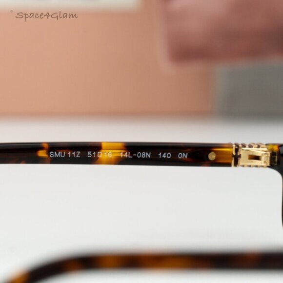 NEW Miu Miu MU11ZS 14L08N REGARD Havana Blue Light Rectangle Unisex Sunglasses - Picture 5 of 9